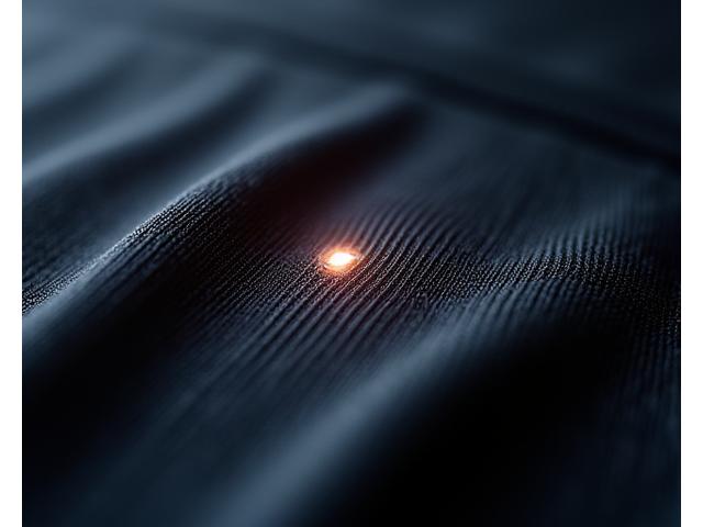 Close-up view of an integrated optical sensor in athletic fabric